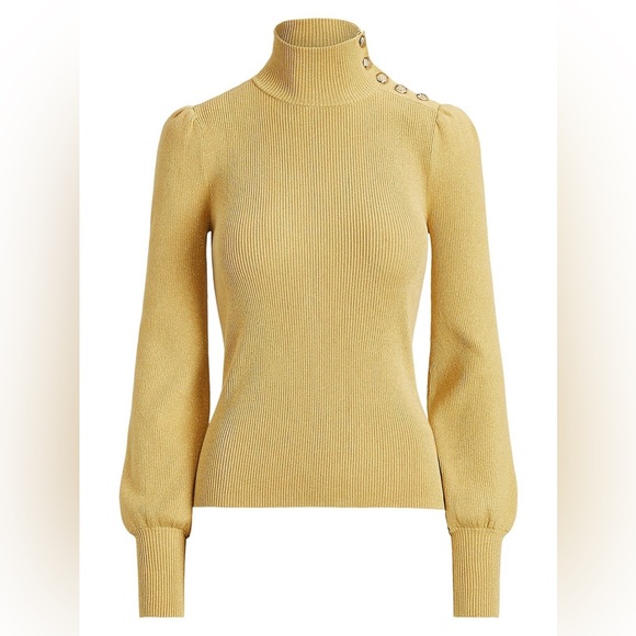NWT Ralph Lauren Metallic Button-Trim Mockneck Sweater. - Picture 4 of 7